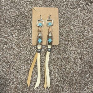 Fringe Studio Hand Made Turquoise, sterling Silver with genuine leather NWT